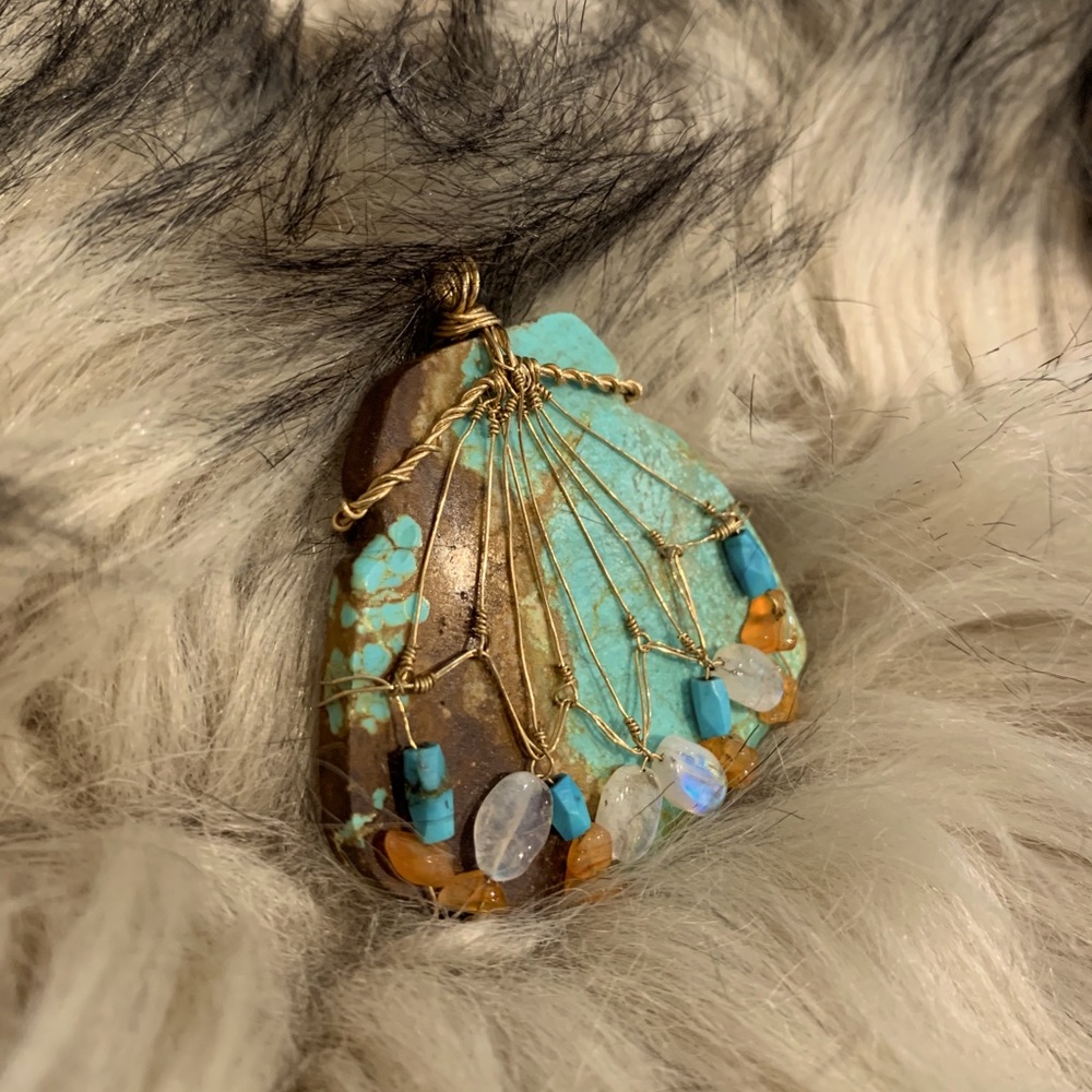 Wire Wrapped Turquoise Pendant